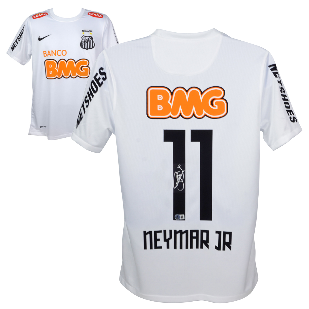 Neymar Jr Signed Santos FC Home Soccer Jersey #11 with Beckett COA